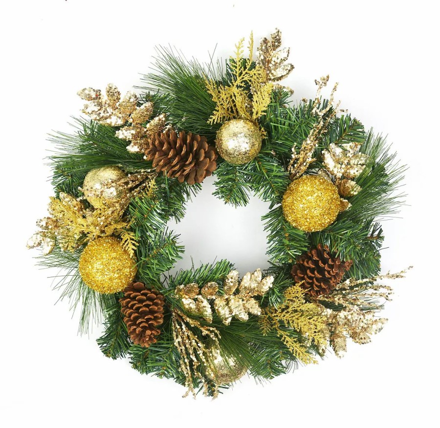 Misc_Gifts * | Jeco 20 Decorated Wreath Emerald