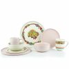 Glassware & Tabletop * | Everything Kitchens Modern Flat 32-Piece Dinnerware Set | Peace & Love + Soft Pink