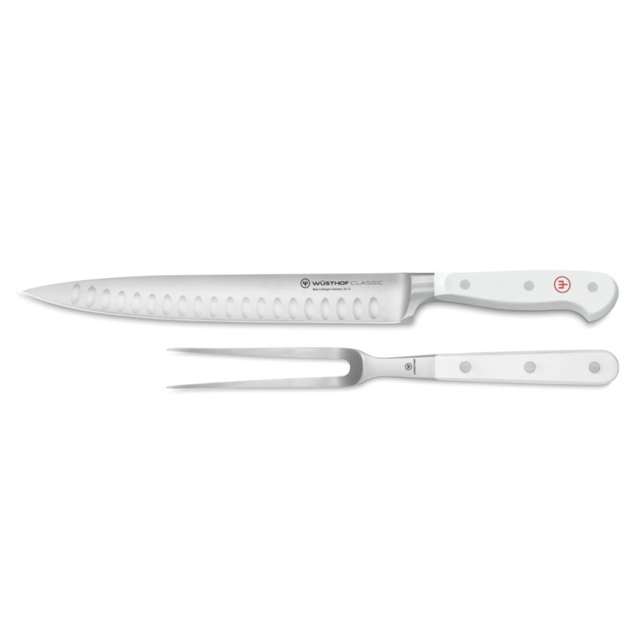 Knives * | Wusthof Cutlery Wusthof Classic White 2-Piece Carving Set | Hollow Edge