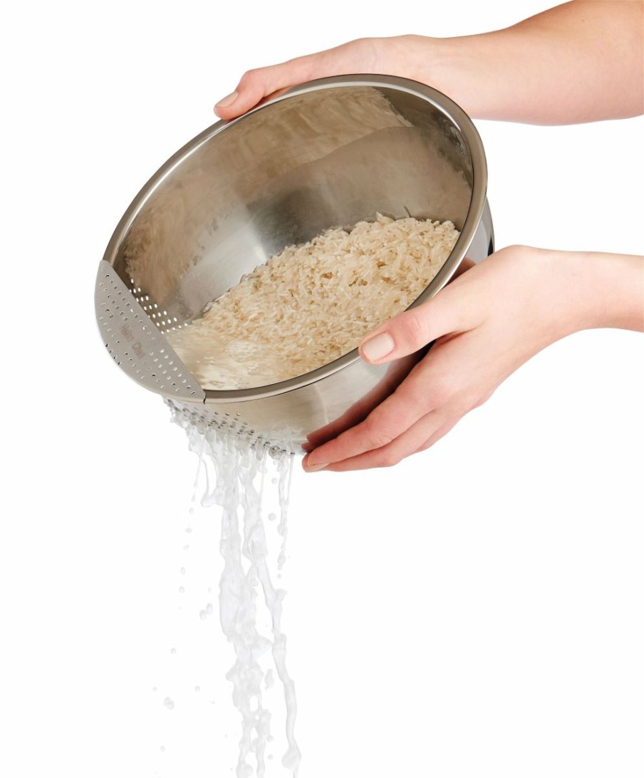 Cooks' Tools * | Helen'S Asian Kitchen Stainless Steel Rice Washing Bowl 3 Qt