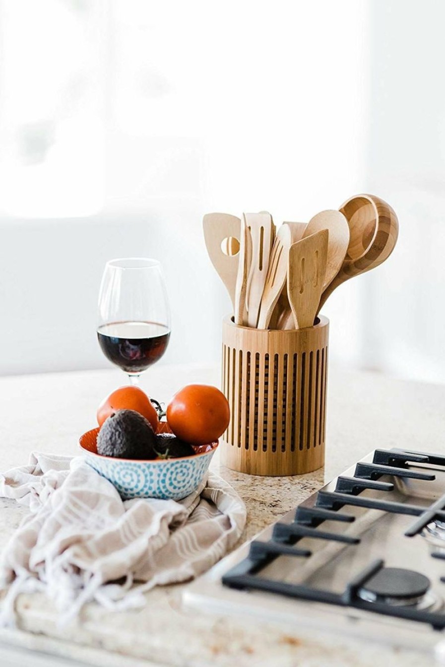 Cooks' Tools * | Totally Bamboo All-Natural Bamboo Lattice Utensil Holder