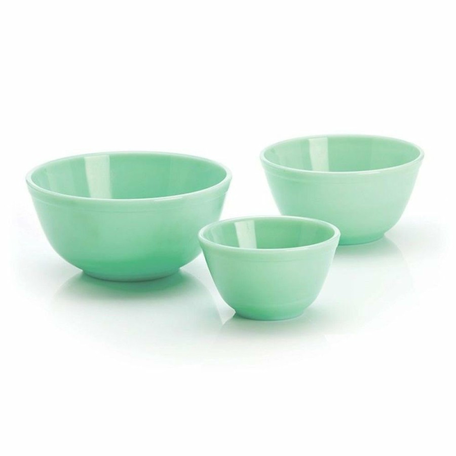 Cooks' Tools * | Mosser Glass 3-Piece Mixing Bowl Set (20Oz, 40Oz, 60Oz) | Jade