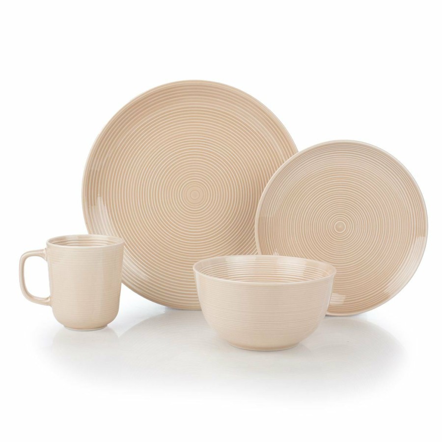 Glassware & Tabletop * | Everything Kitchens Modern Colorful Neutrals Rippled 16-Piece Dinnerware Set Glazed | Blush Pink