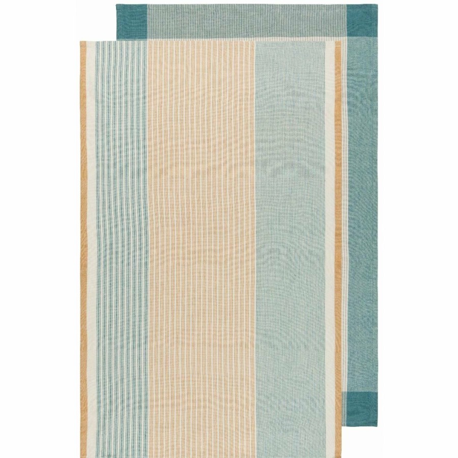 Glassware & Tabletop * | Danica Brands Danica Heirloom Array Stripe Dishtowels (Set Of 2) | Lagoon