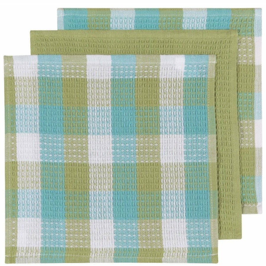 Glassware & Tabletop * | Danica Brands Now Designs By Danica Check Dishcloths (Set Of 3) | Leaf