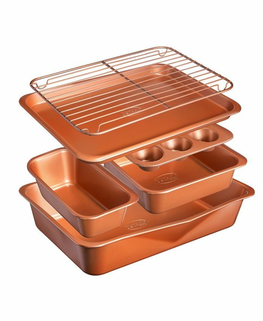 Kitchen * | Gotham Steel 0.6Mm Gauge Stackmaster Nonstick Space Saving 6-Piece Bakeware Set Copper