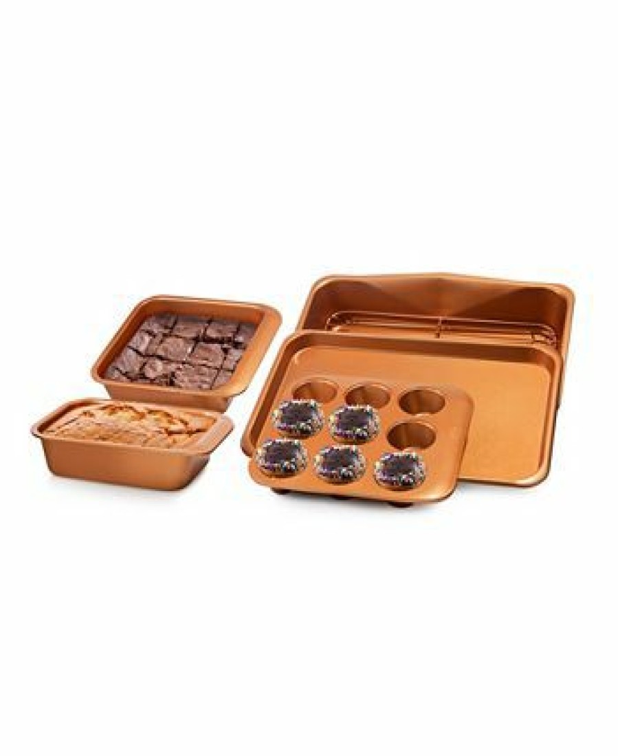 Kitchen * | Gotham Steel 0.6Mm Gauge Stackmaster Nonstick Space Saving 6-Piece Bakeware Set Copper