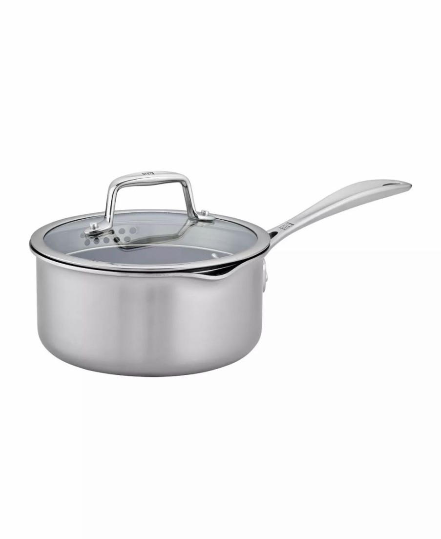 Kitchen * | J.A. Henckels Zwilling Clad Cfx 2-Qt. Saucepan With Strainer Lid And Pouring Spouts Stainless Steel