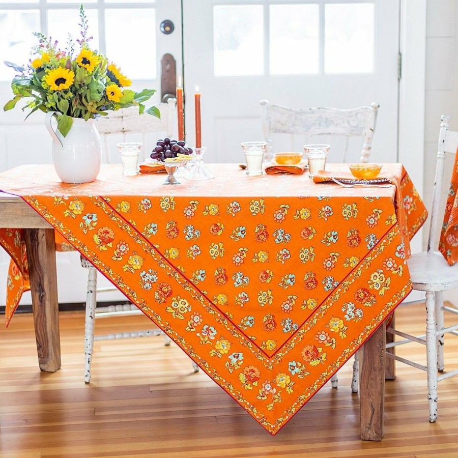 Glassware & Tabletop * | April Cornell 60 X 90 Flower Toss Dining Tablecloth | Terracotta