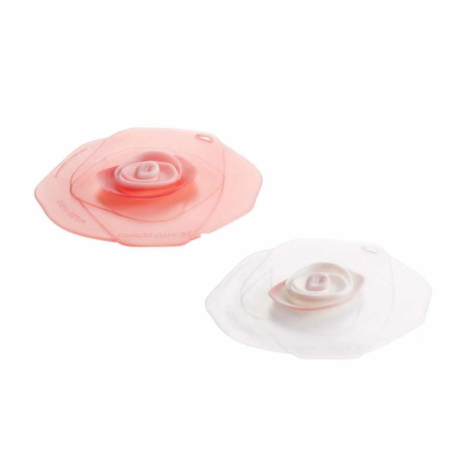 Glassware & Tabletop * | Charles Viancin Silicone Drink Covers | Rose (Set Of 2 Candy Pink & Frozen White)