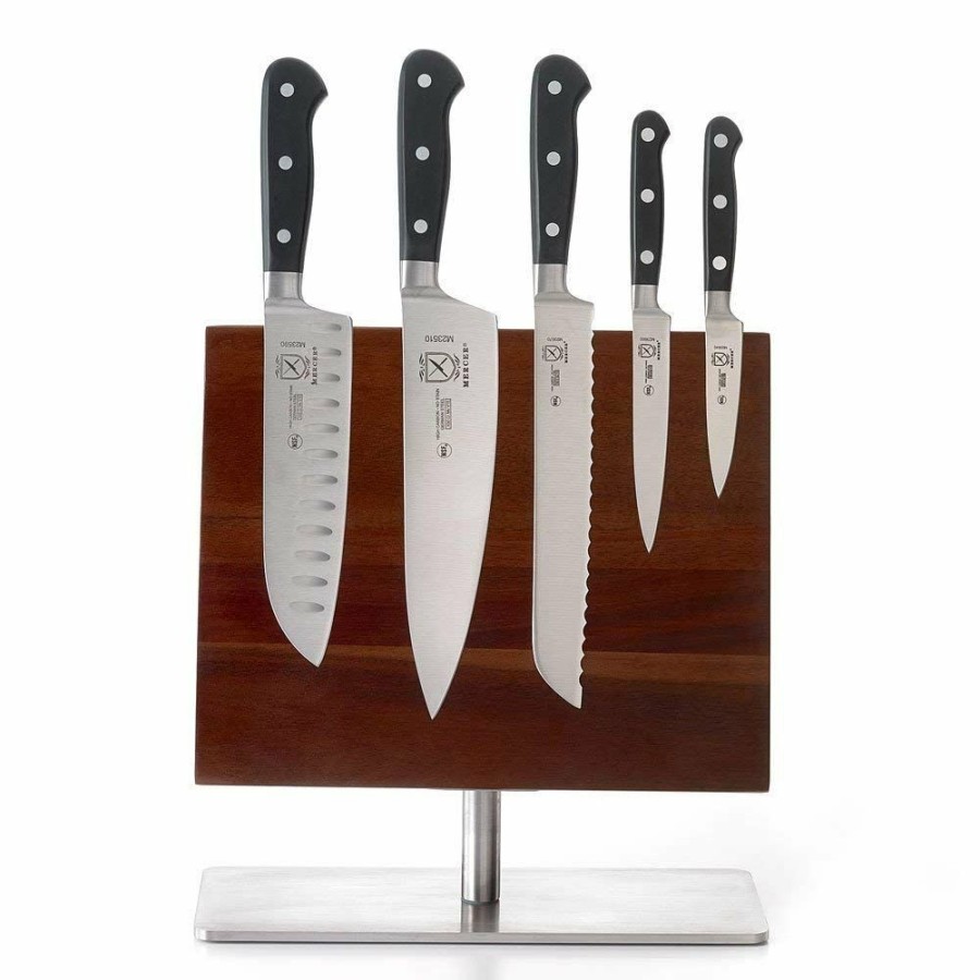 Knives * | Mercer Cutlery Mercer Culinary Acacia Magnetic Knife Board With Stand Medium