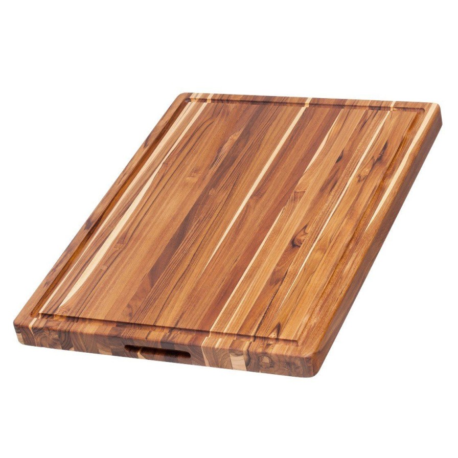 Knives * | Teakhaus Edge Grain Cutting Board W/Hand Grip + Juice Canal (Rectangle) | 20 X 15 X 1.5 With Board Seasoning Stick