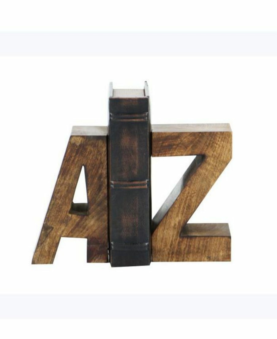 Misc_Gifts * | Rosemary Lane Contemporary A-Z Bookends, Set Of 2 Dark Brown