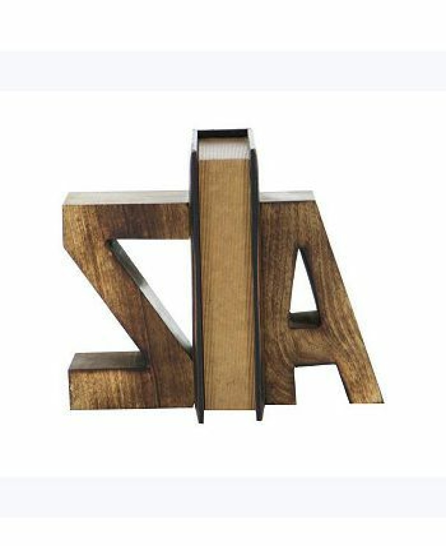 Misc_Gifts * | Rosemary Lane Contemporary A-Z Bookends, Set Of 2 Dark Brown