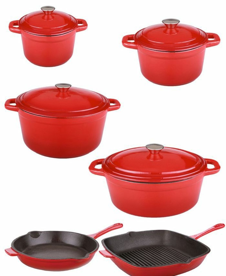 Kitchen * | Berghoff Neo 10-Pc. Cast Iron Cookware Set Red