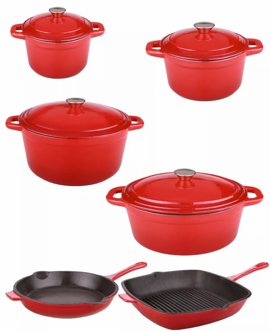 Kitchen * | Berghoff Neo 10-Pc. Cast Iron Cookware Set Red