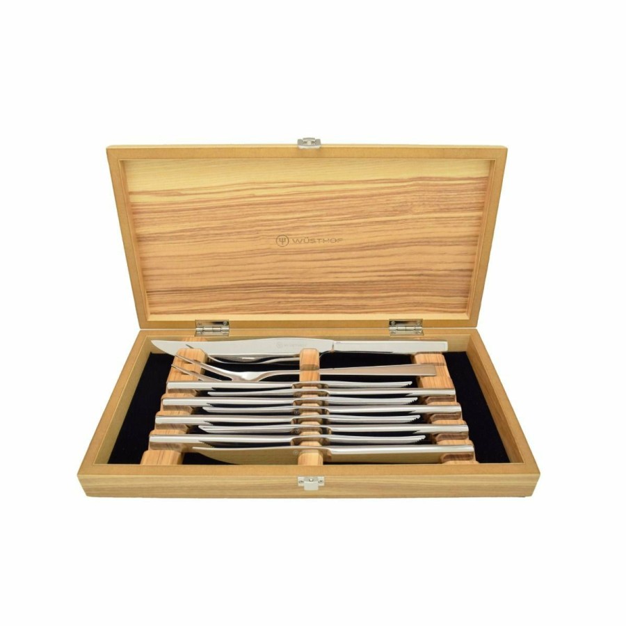 Knives * | Wusthof Cutlery Wusthof 10-Piece Stainless Mignon Steak Knife & Carving Set | Olivewood