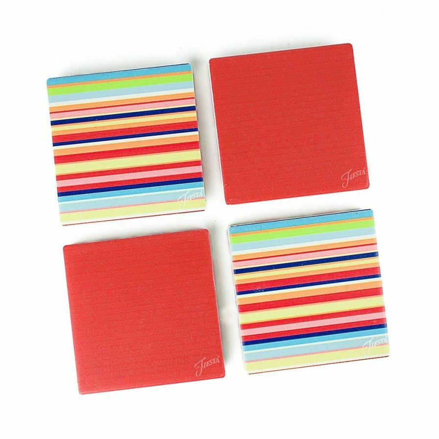 Glassware & Tabletop * | Fiesta Coaster Set | 4-Piece (Multi Stripe)