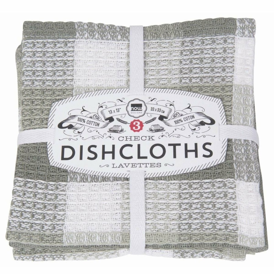 Glassware & Tabletop * | Danica Brands Now Designs By Danica Check Dishcloths (Set Of 3) | London Gray