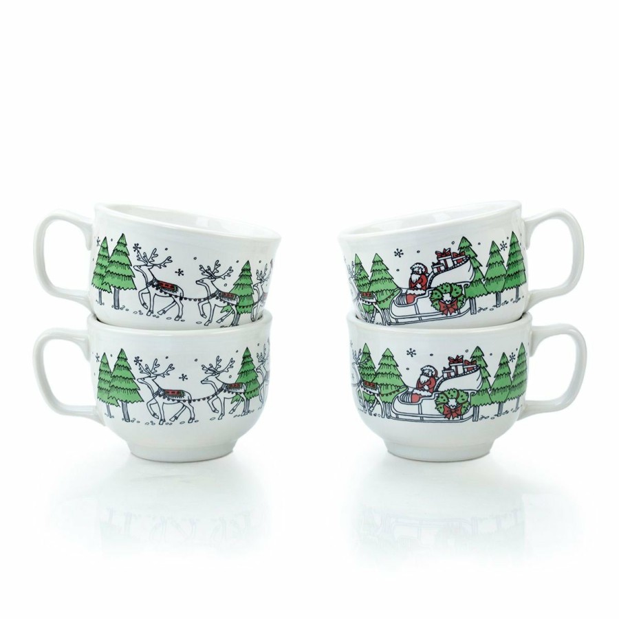 Glassware & Tabletop * | Fiesta 18Oz Jumbo Mugs (Set Of 4) | Christmas Whimsy (White)