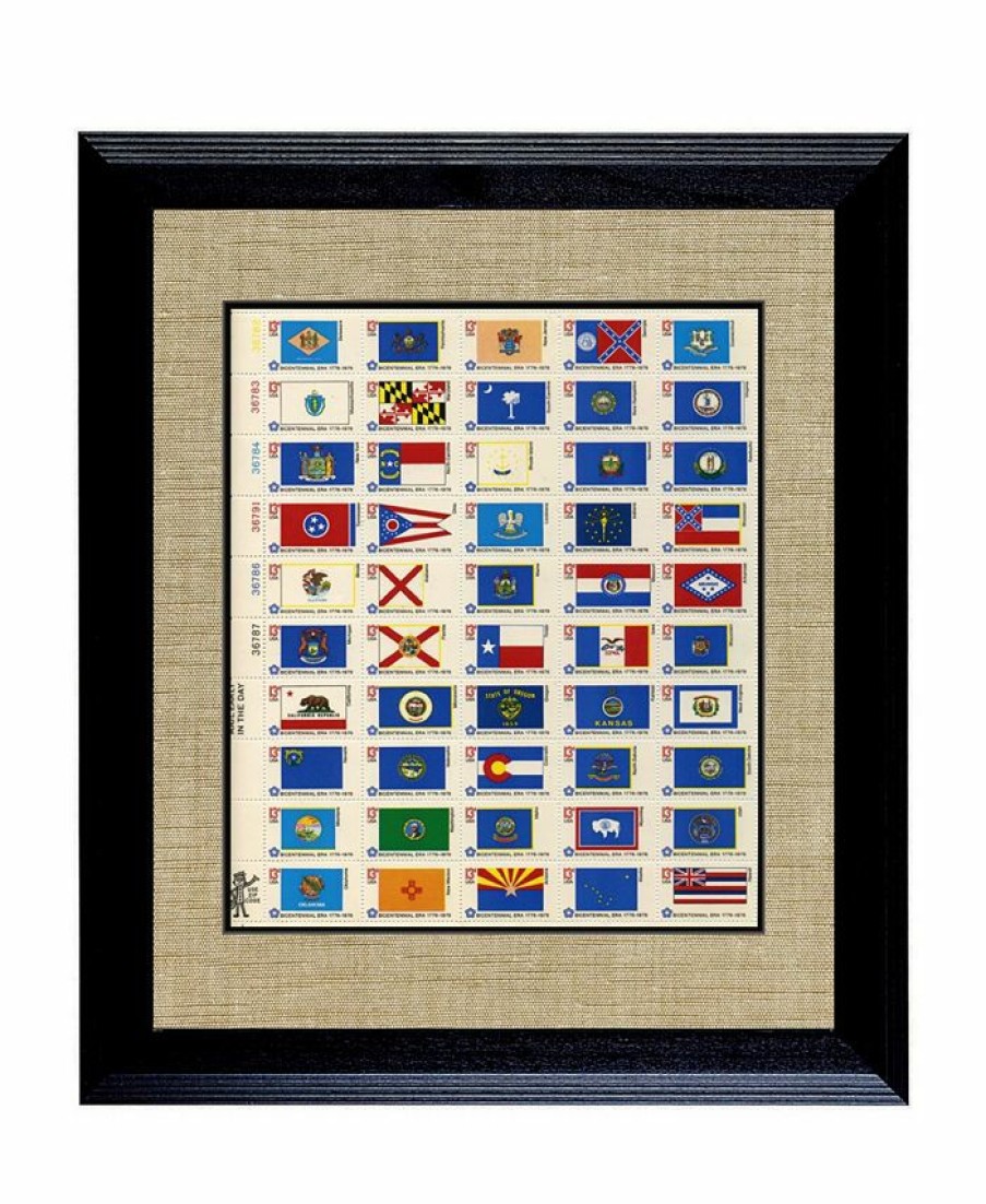 Misc_Gifts * | American Coin Treasures U.S. State Flag Stamp Sheet In Wood Frame, 16 X 14 Multi