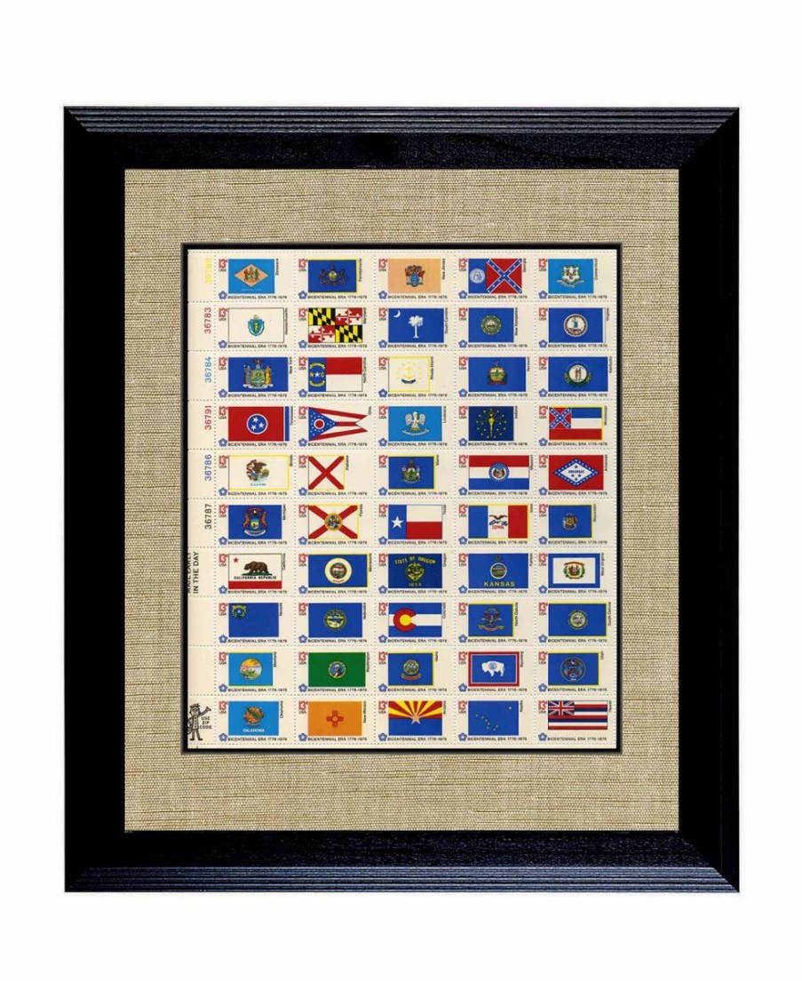 Misc_Gifts * | American Coin Treasures U.S. State Flag Stamp Sheet In Wood Frame, 16 X 14 Multi