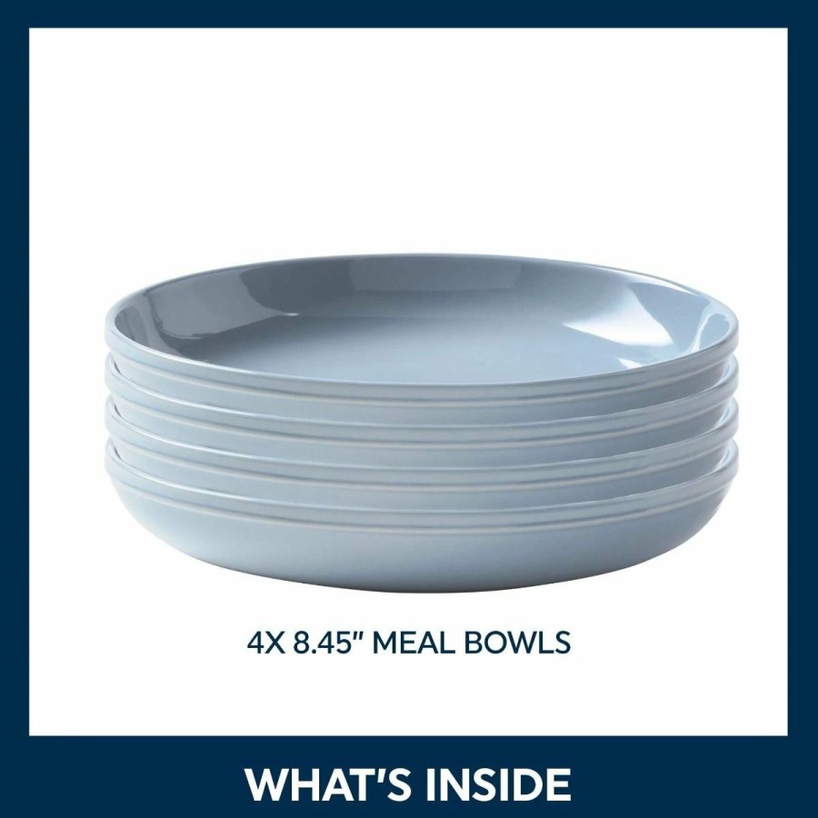 Glassware & Tabletop * | Corelle Stoneware 8.45 Meal Bowls (Set Of 4) | Nordic Blue